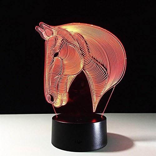 ראש סוס תלת -ממדי 7 מנורת צבע תלת מימד אורות לילה חזותיים LED לילדים נוגעים בשולחן USB למפרה למפרה