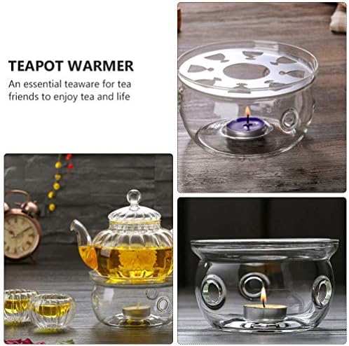 DOITOOL 2 PCS זכוכית תה חם יותר גביש קומקום חימום בסיס לב חם יותר ויצרנית תה צורה עגולה לחימום תה או משקה