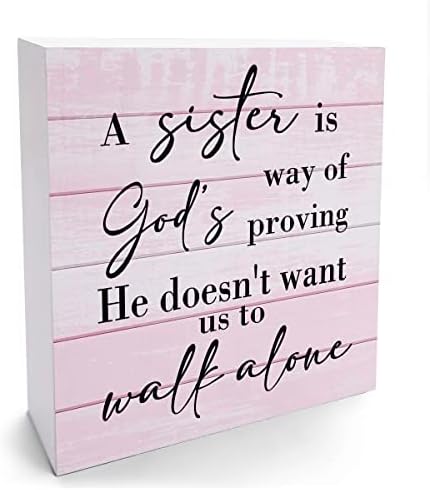 אחות מעוררת השראה של סימן אחות מתנות שולחן כתיבה עיצוב קופסאות עץ שלט אחיות מתנות מאת אחות עץ כפרי בלוק קופסת