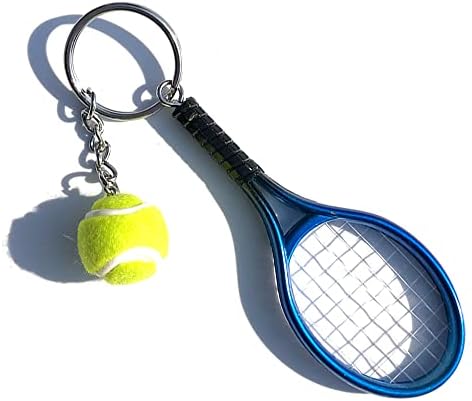 מחבט טניס מיני בצבע ג ' ינז ' ופז עם מחזיק מפתחות מחזיק מפתחות כדור