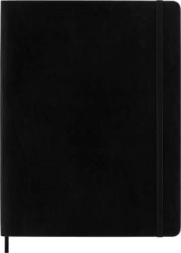 מחברת קלאסית מולסקין, כריכה רכה, שלט / מרופד, שחור, 192 עמודים