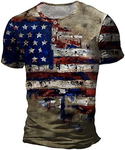 חולצה כותנה גברים של אמריקאי דגל פטריוטית קצר שרוול עצמאות יום חולצה חולצות כותנה גברים