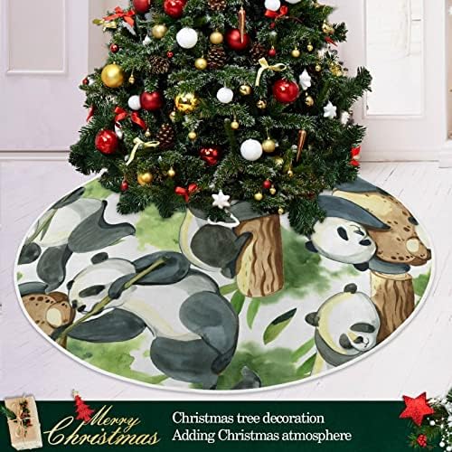 Oarencol חמוד פנדה במבוק עץ עץ חג המולד חצאית 36 אינץ 'חג המולד של מסיבת חג קישוטים