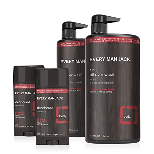 כל אדם ג ' ק גברים של כל מעל לשטוף + דאודורנט סט-לנקות כל סוגי העור ולהילחם ריחות עם באופן טבעי נגזר מרכיבים