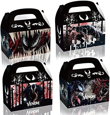 ציוד למסיבות יום הולדת של Tijiper Venom, 12 יחידות ארס נושאים קופסאות מתנה, קופסאות ממתקים עם