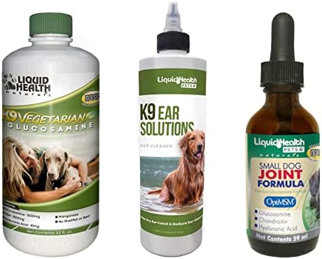 נוזל בריאות 9 גלוקוזאמין צמחוני, מנקה אוזניים לכלבים, חבילת צרור טפטפת גלוקו לכלבים קטנים