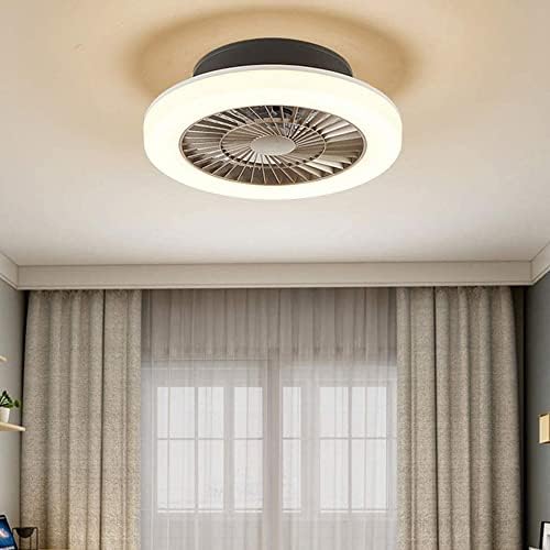 USMJQVZ LED מאוורר תקרה עגול מודרני עם אורות סומק מאוורר תקרה עם אורות לתקרות נמוכות 3 צבעים 6 אורות תקרה