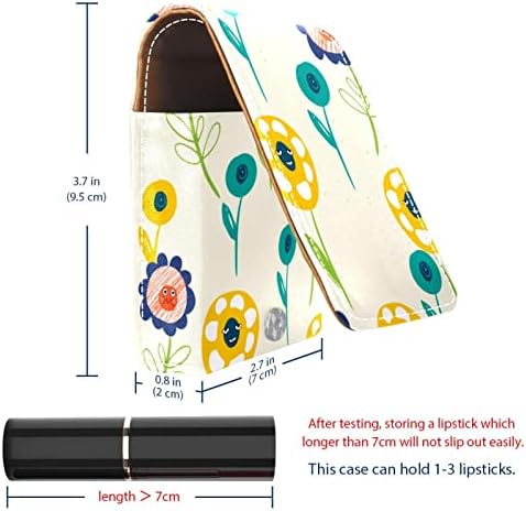 שפתון מקרה עם מראה חמוד נייד איפור תיק קוסמטי פאוץ, אביב קריקטורה פרחים יפה פרחוני