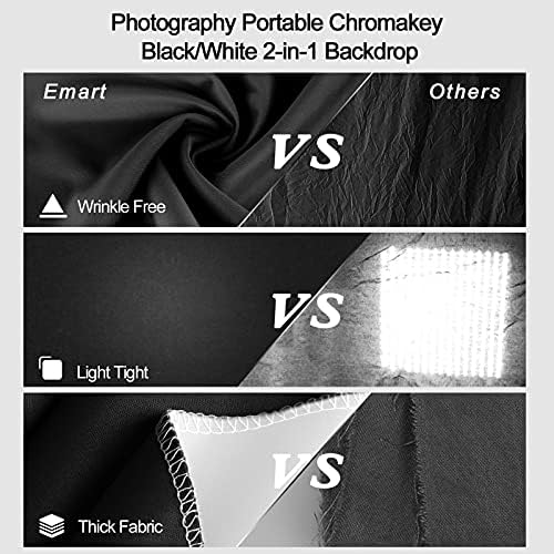 רקע צילום אמארט לצילום, 6 על 9 רגל 2 ב -1 מסך כרומקי שחור/לבן ללא קמטים, רקע פוליאסטר-כותנה עם