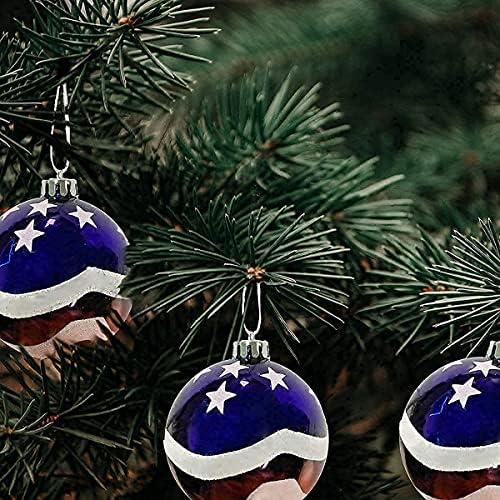 קישוט כדורי יום עצמאות של 24 יחידות, דגל אמריקאי קישוטי עץ חג המולד רביעי ביולי קישוט