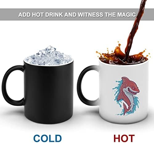 כריש עם פה פתוח יצירתי שינוי צבע קרמיקה קפה כוס חום שינוי ספל מצחיק עבור בית משרד