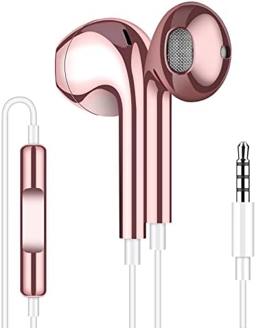 אוזניות אוזניות Vofolen מחווטות עם מיקרופון, 3.5 ממ מחווט בתקע אוזניות אוזניות, אוזניות חוטיות