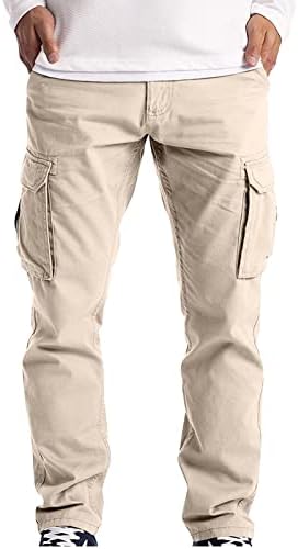 Jeshifangjiusu Mens Mens מכנסי מטען כותנה נמתחת מכנסי טרנינג'רס אתלטים מכנסיים ישר מכנסיים ישר