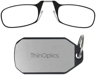 דקאופטיקה מחזיק מפתחות מלבני קריאת משקפיים, שחור מסגרות / כסף מקרה, 2 חתיכה להגדיר + 1