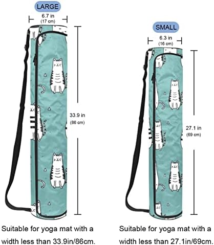 מנשא תיק מזרן יוגה עם רצועת כתף מתכווננת, דפוס חתול מצחיק, 6.7 על 33.9 אינץ ' /17 על 86 ס מ תיק נשיאה למזרן