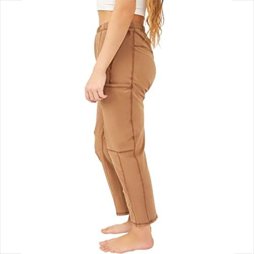 מכנסי טרנינג מטען מזדמנים רופפים לנשים מכנסיים במותניים גבוהים אלסטיים נוחים מכנסיים בצבע אחיד