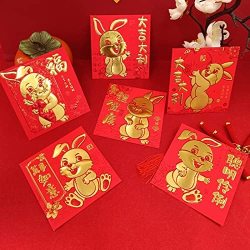 הטוב ביותר סיני אדום מעטפות 12 יחידות הונג באו מזל כסף מעטפות, חמוד ארנב מתנת שקיות/מעטפות