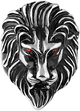 טבעות עיניים אדומות אריה מנירוסטה וינטג ' 316 ליטר גברים מתכת כבדה רוק פאנק סגנון גותי אופנוען טבעת