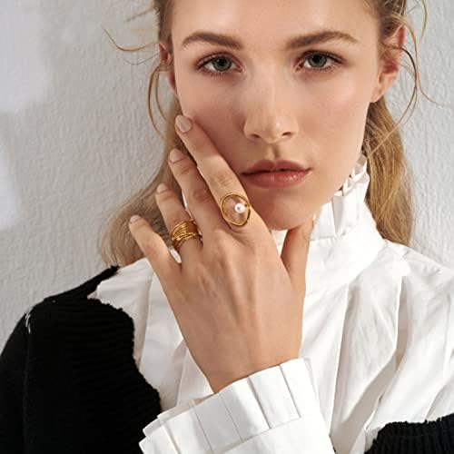טבעת פנינת כסף סטרלינג פוניצ ' ן, טבעת פנינת 925 לנשים טבעת השראה זהב לא סדירה מינימליסטית טבעת פנינה מתורבתת