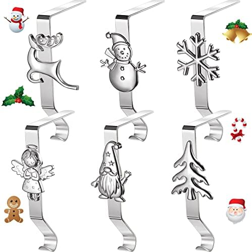 HOTOP 6 חלקים מחזיקי גרב לחג המולד למעטפת מתכת צבי שלג שלג מחזיק גרב שלג עץ חג המולד בובה חסרת פנים