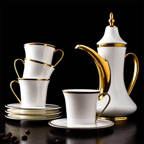 כוס קפה בסגנון אירופאי מצויר ביד קו זהב סיר קפה כוס קפה כוס צלוחית סט כפית קרמיקה ספל קרמיקה