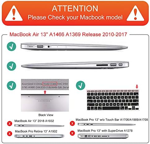 Mektron עבור MacBook Air 13 מארז אולטרה-דק-און-און-און פלסטיק מכסה מארז קשיח ל- MacBook AIR 13.3 אינץ 'A1466 A1369,