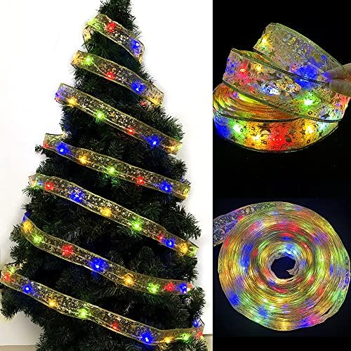 Vioesrry Ribbon Fairy Files-4m/13ft/40leds, אורות מיתר LED זוהר אורות סרט זוהר לעץ חג המולד, DIY תחרה קשת מופעלת