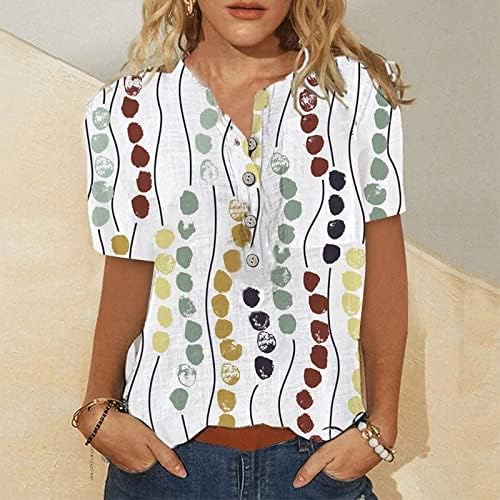 3/4 צמרות שרוול לנשים חולצות גרפיות גיאומטריות טרנדיות טרנדיות טרנדיות.