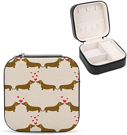 קופסת תכשיטים של נחן כלבים כלבים לבבות דפוס תכשיטים ניידים קופסת אחסון תכשיטים לתכשיטים לשרשראות עגילי טבעות