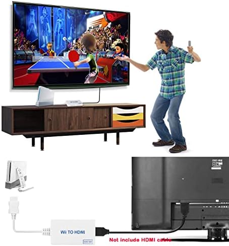 ממיר Wii to HDMI, Wii to HDMI מתאם 1080p 720p פלט וידאו ושמע עם שמע ג'ק 3.5 ממ, תומך בכל תצוגת Wii