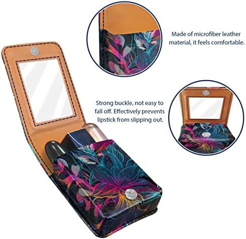 ססגוניות פרחוני עיצוב שפתון מקרה עם מראה עבור ארנק נייד מיני איפור תיק נסיעות קוסמטי פאוץ עור שפתון