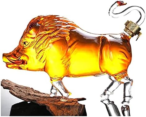 צנצנת יין מזכוכית מקורית בצורת חזיר בר, קנקן ויסקי 1000 מיליליטר, בקבוק מלאכת זכוכית אמנותי, מלאכת זכוכית