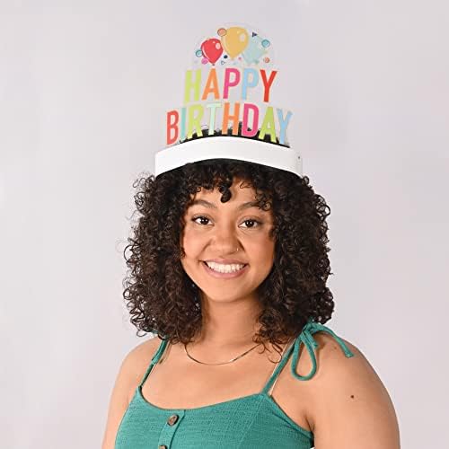איסל 2 חתיכה קצף מגובה פלסטיק צבעוני שמח יום הולדת סרטי ראש מצנפות למסיבה אספקת חגיגה, אחת גודל, ססגוניות