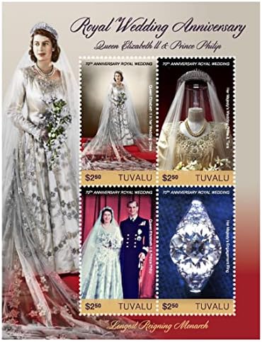 מנטה אימפריאלית טובאלו המלכה אליזבת השנייה חתונה מלכותית 70 שנה לגיליון / תיירות, המלכה אליזבת ותמלוגים