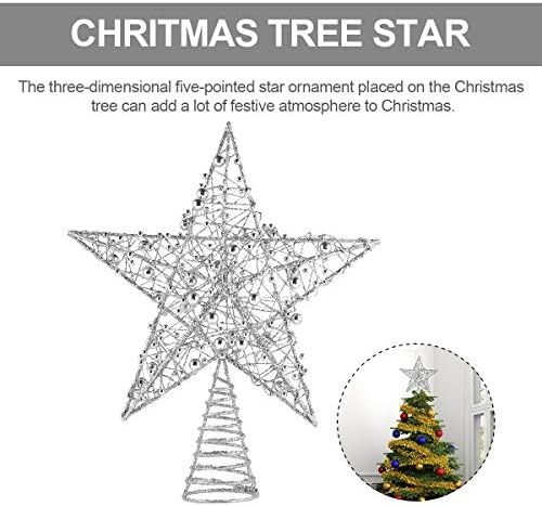 Bestoyard 1PC עץ כוכב ברזל טופר נצנצים כוכב חג המולד עץ חג חג המולד פסטיבל כוכבים 5 נקודות עיצוב