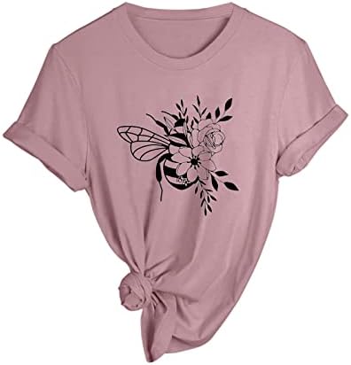 חולצה אתלטית שרוול קצר נשים נשים אביב קיץ דבורים מודפסות שרוול קצר o חולצות שרוול ארוך לנשים