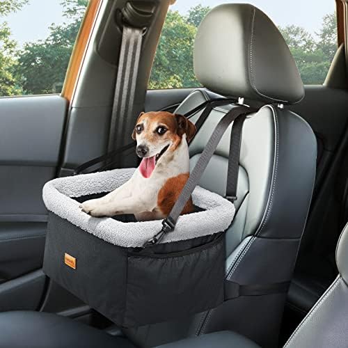 מושב רכב לכלבים לכלבים קטנים, מושב בוסטרים לכלבים משודרג עם מסגרת מתכת, מושב רכב לחיות מחמד לכלבים עם