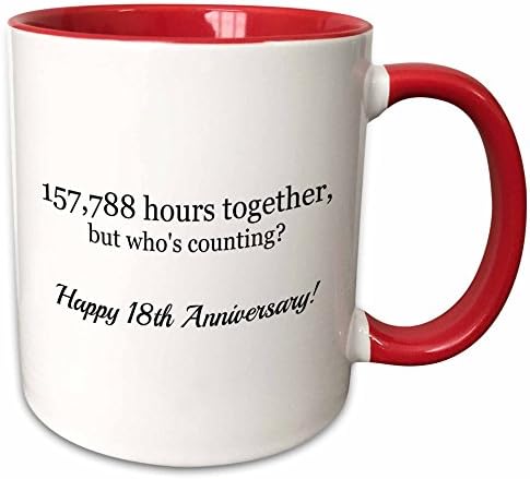 3רוז שמח 18 שנה-157788 שעות יחד קרמיקה ספל, 1 ספירה, אדום