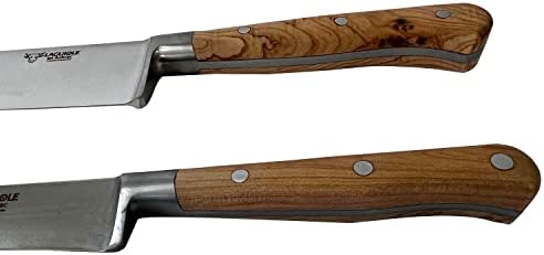 לגיול אן אובראק מקצועי נירוסטה פלדה מזויפת לחלוטין תוצרת צרפת חיוני 2-חתיכה פרימיום מטבח סכין סט עם ערער ידיות