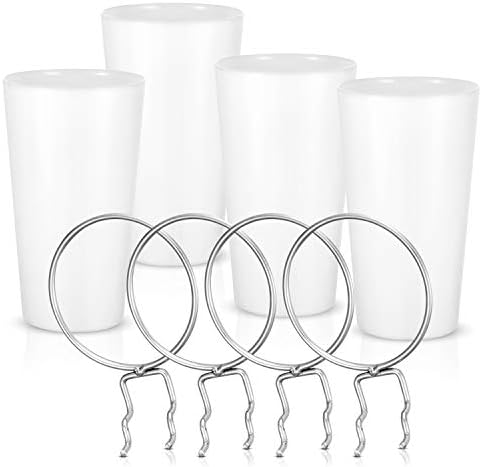 4 סטים מתלים פחי עם טבעות, טבעת סגנון מתלים ווים עם כוסות, מתלים מחזיק כוס אביזרי לארגון