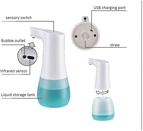 מתקן סבון PZJ-Automatic, מתקן סבון נטול מגע 500 מל 0.25 שס סבון מקציף מתקן סבון עם בסיס אטום למים לחדר אמבטיה