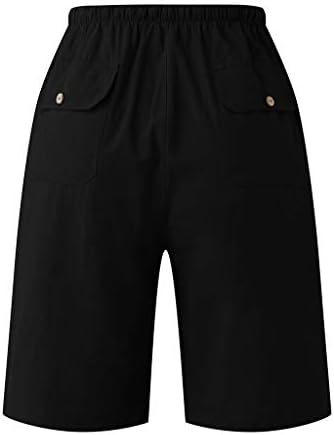 מכנסי פשתן כותנה לגברים של Beuu מכנסיים קצרים בקיץ המותניים האלסטי