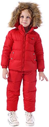חליפת שלג של זואריאה בנות חורף, בגדי ילדים מגדירים ז'קט ברווז ברווז בחורף + מכנסיים שלג לבנים יוניסקס בייבי