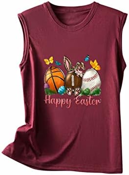 XIPCOKM גופיית פסחא שמח לנשים ביצי ארנב חמודות חולצות אפוד הדפסות חולצות טריקו מזדמנים רופפות