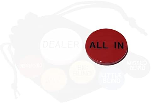 סייבר-דיאלס הרבה 4 יחידות טקסס Hold'em פוקר 2 '' הכל בכפתורים, אדום דו צדדי עם אותיות שחורות