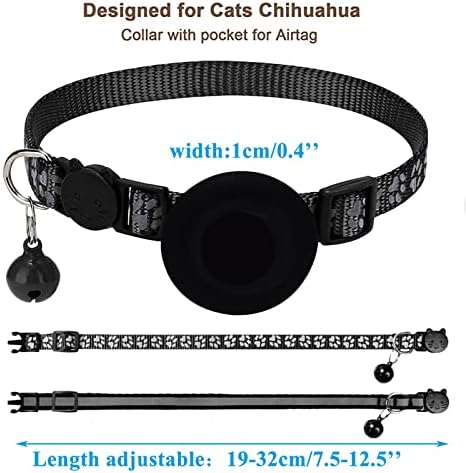 חתול רגל הדפסת איירטאג חתול צווארון עם הבדלני פעמון איירטאג חתול צווארון רעיוני מתכוונן רצועת צווארון