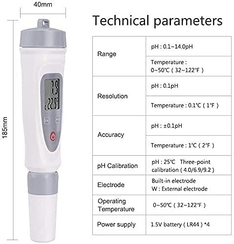 Yiwango מדויק חומציות ניידת בודק pH בודק דיוק גבוה ph ph ph מבחן PH Tester Tester איכות מים לבריכות שחייה,