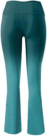 מכנסי יוגה מזדמנים לנשים - הדפס משובץ מותניים גבוהים בקרת בטן חותלות רגליים רגילות