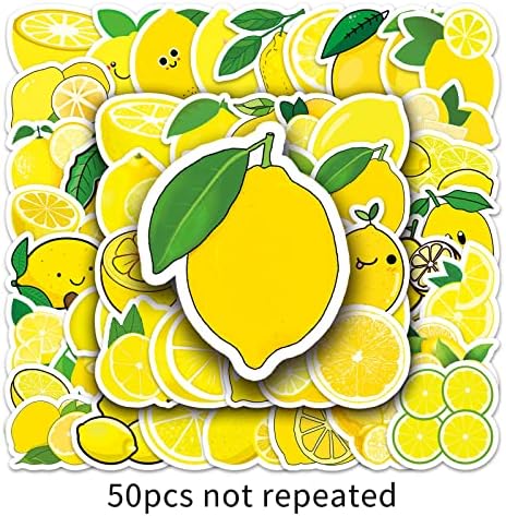 מדבקות לימון פירות - 50 יח 'מדבקות אטומות למים מצוירים DIY לציוד למסיבות PVC קישוט למתנת גיטרה