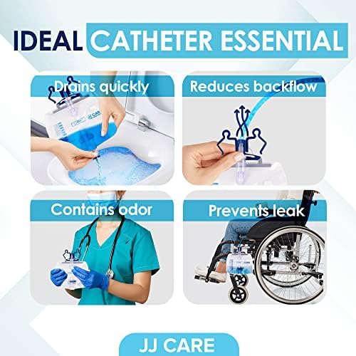 JJ Care 2000 מל שקית ניקוז שתן עם צינור ניקוז 48 , שקיות שתן חד פעמיות חד פעמיות עם שקיות שתן של